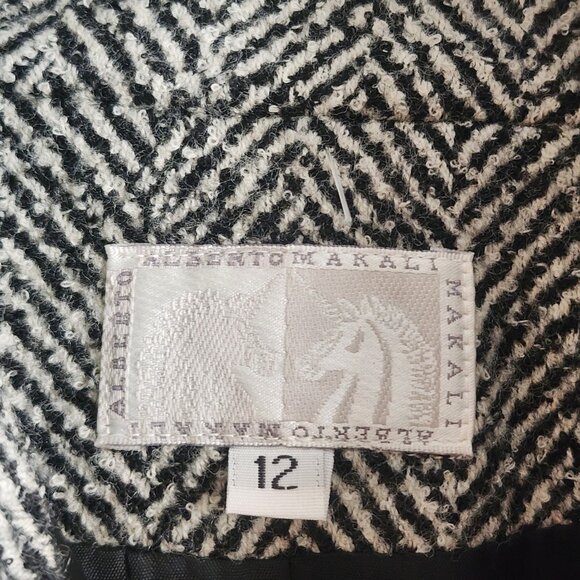 Alberto Makali Jacket Womens 12 Black White Wool Leather Moto Style Full Zip NWT - Picture 7 of 12